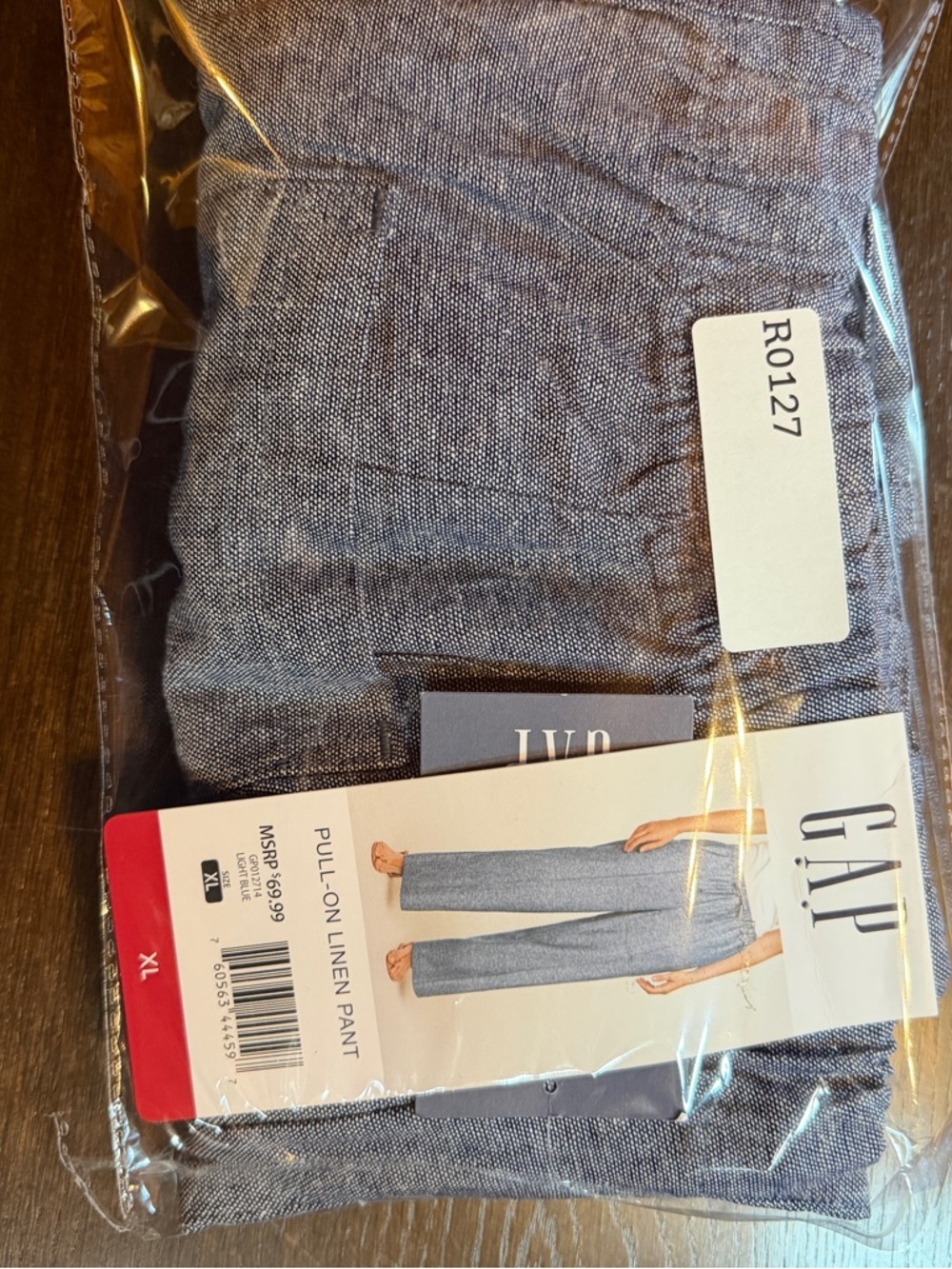 GAP Navy and White Linen Wide Leg Pants Coastal - Picture 11 of 12